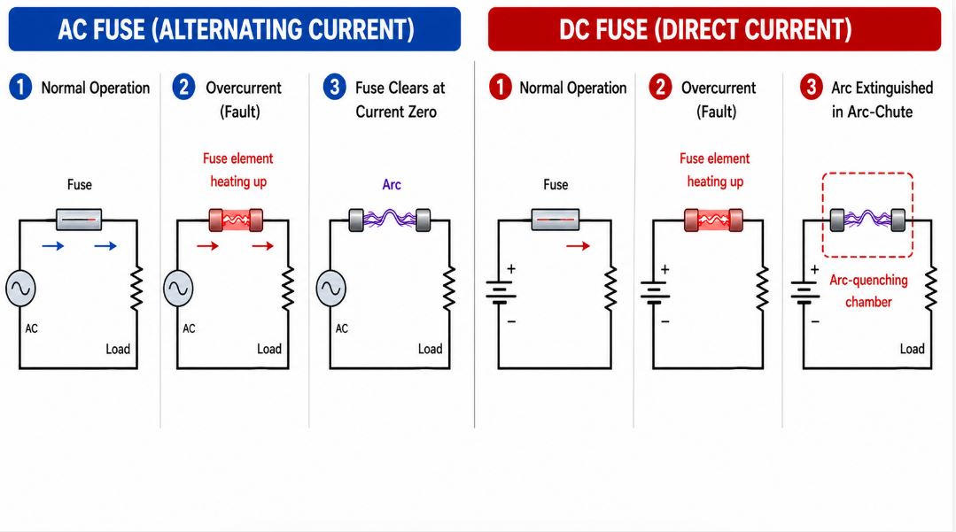AC Fuse and DC Fuse Working Principle
