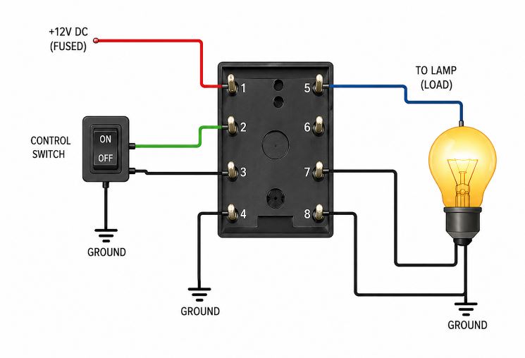 8-Pin Relay Wiring Diagram for Lighting