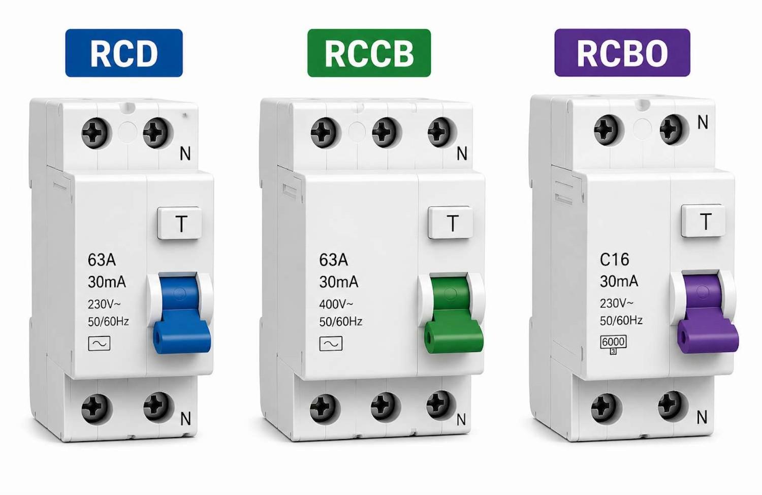RCD vs RCCB vs RCBO